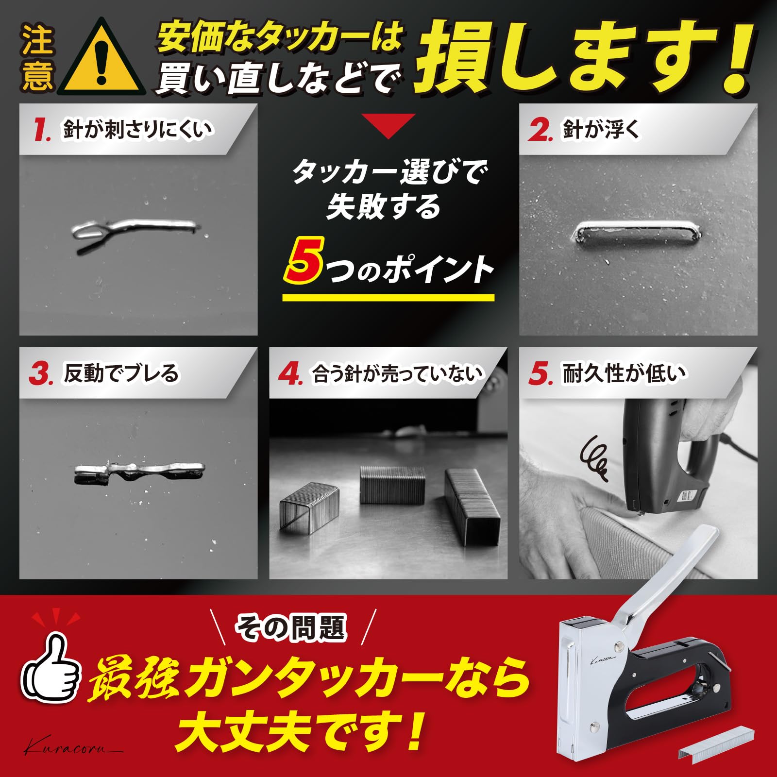Amazon.co.jp: Kuracoru タッカー day工具 ガンタッカー